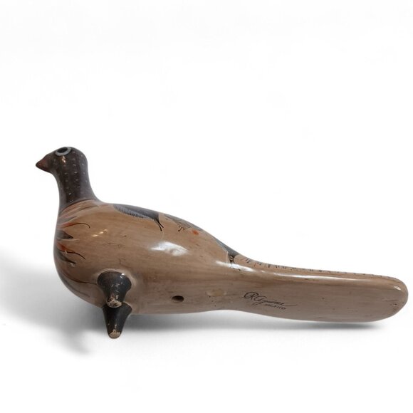 Signed R. Aguirre Tonalá Mexican Pottery Bird  Mid-Century Hand-Painted Folk Art - Picture 7 of 15
